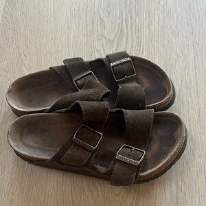 Birkenstock Arizona Suede Double Strap Sandals - Brown